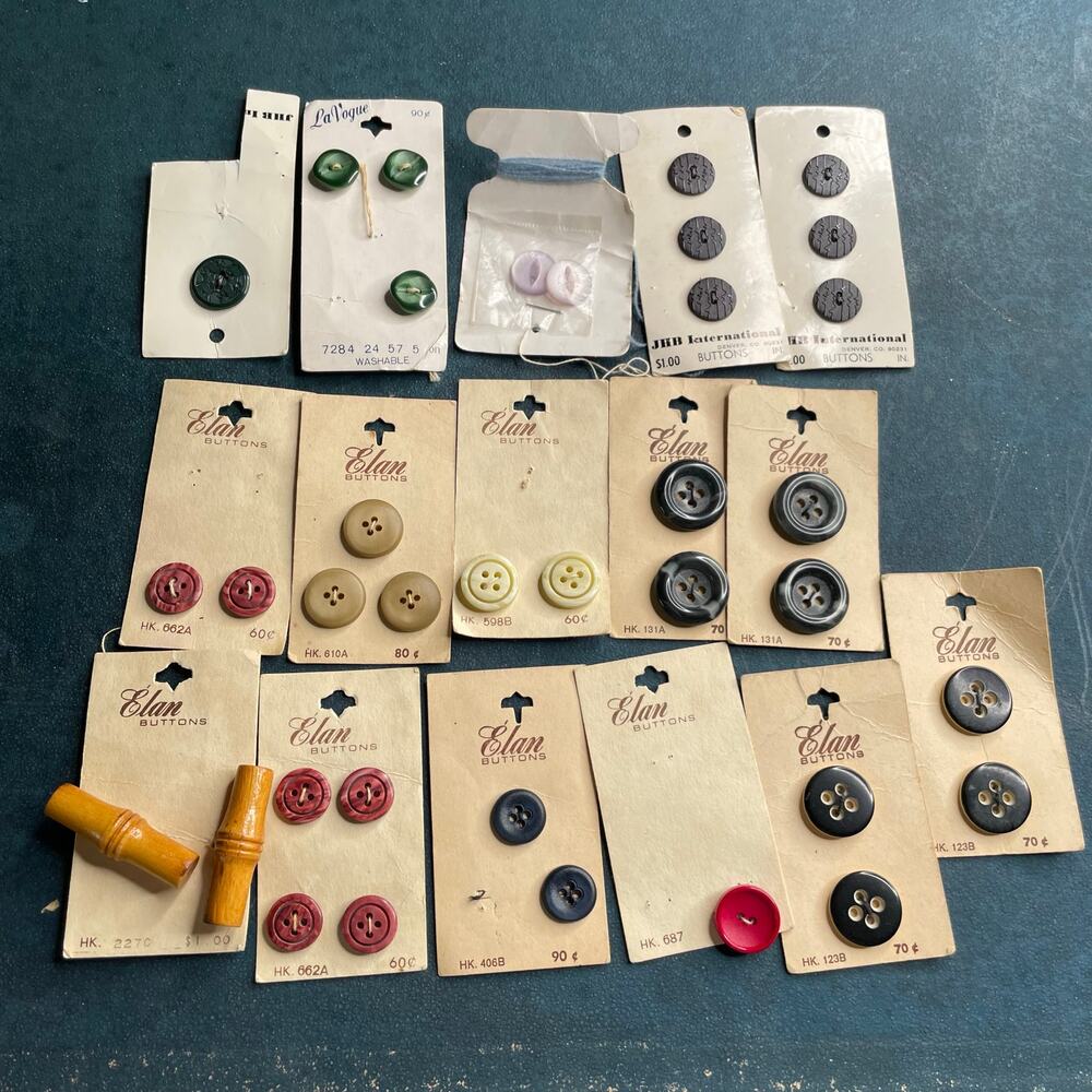 VTG Lot of Buttons by Elan La Vogue JHB Sewing Buttons on Cards Variety Craft